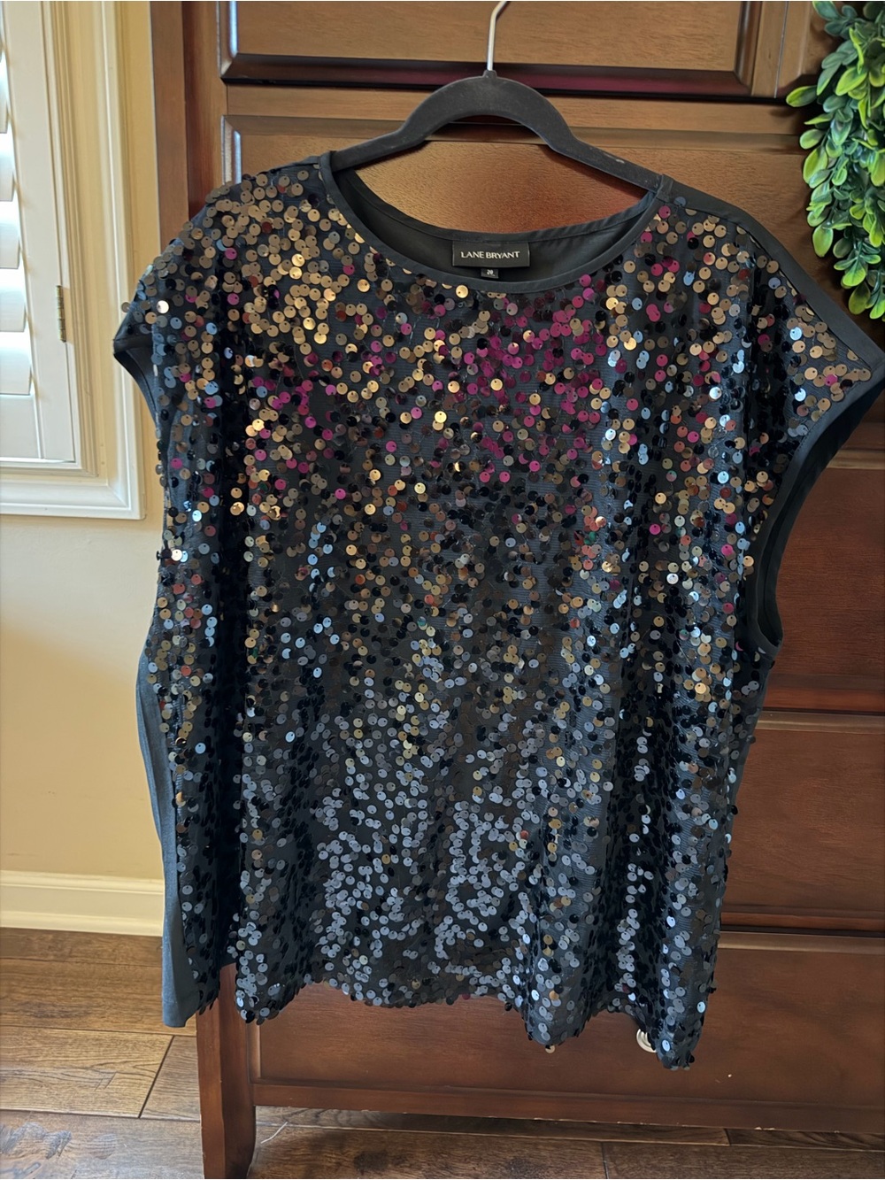 Lane Bryant Black Multi-Sequin Tank Top